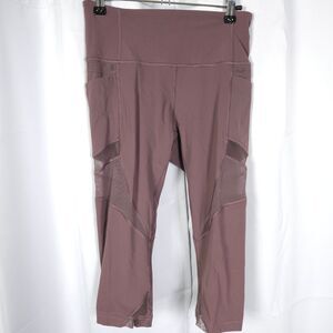Lululemon Mesh In Motion Crop Capri Antique Bark Burgundy Womens 6